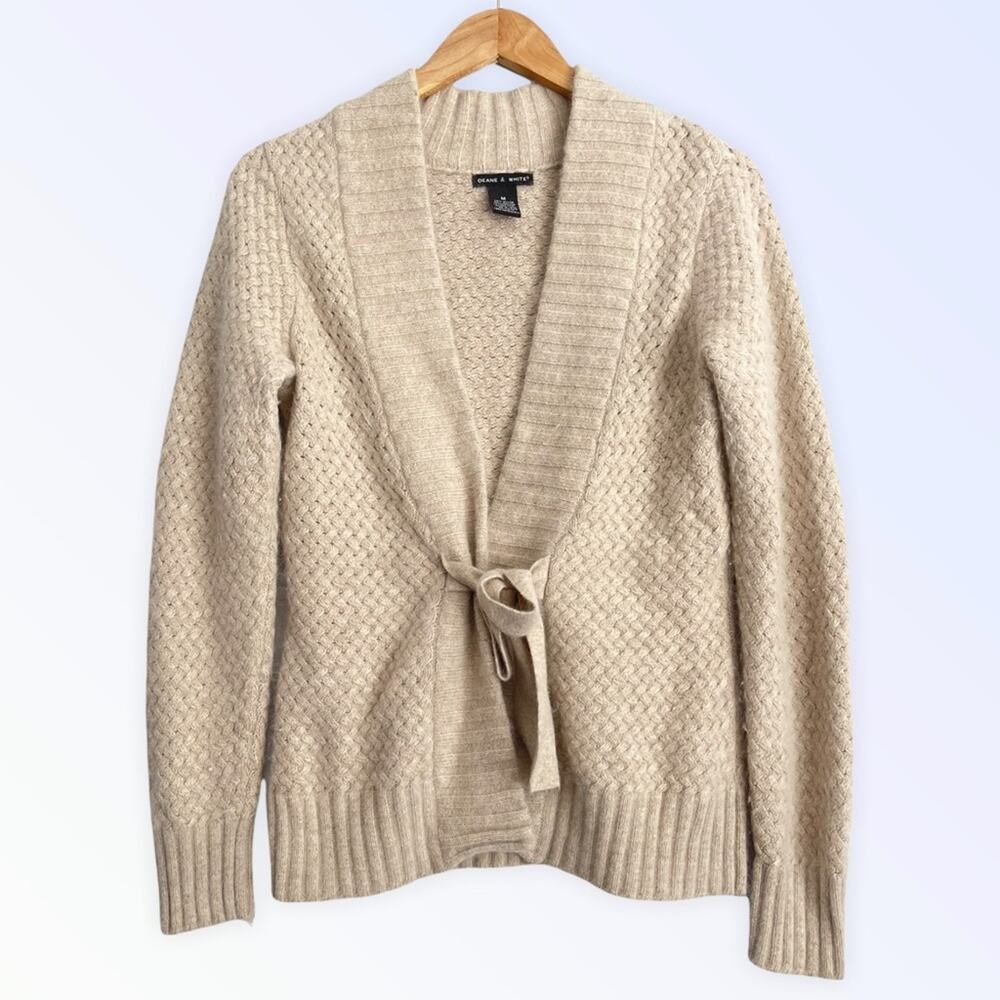 Angora Cream Knit Tie-Front Cardigan Sweater